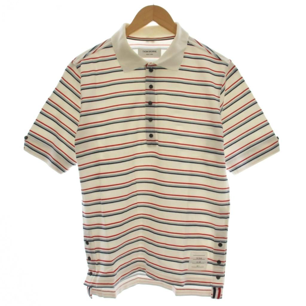 トムブラウン THOM BROWNE ポロシャツ 半袖 ボーダー 2 白 ホワイト