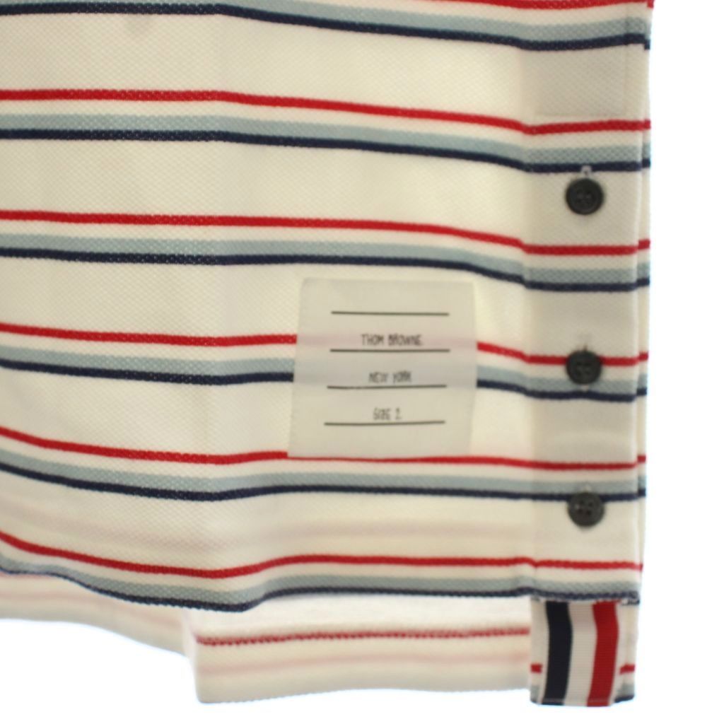 トムブラウン THOM BROWNE ポロシャツ 半袖 ボーダー 2 白 ホワイト