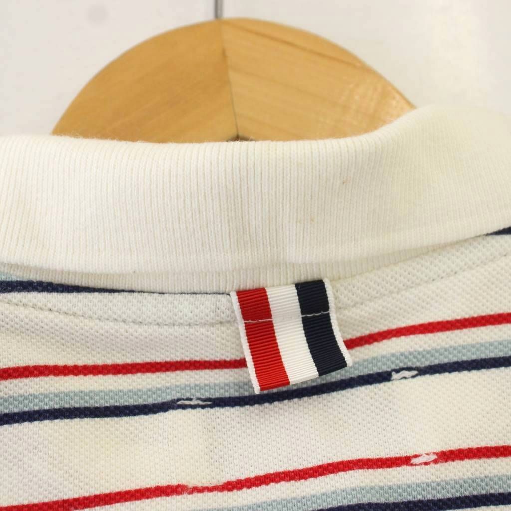 トムブラウン THOM BROWNE ポロシャツ 半袖 ボーダー 2 白 ホワイト