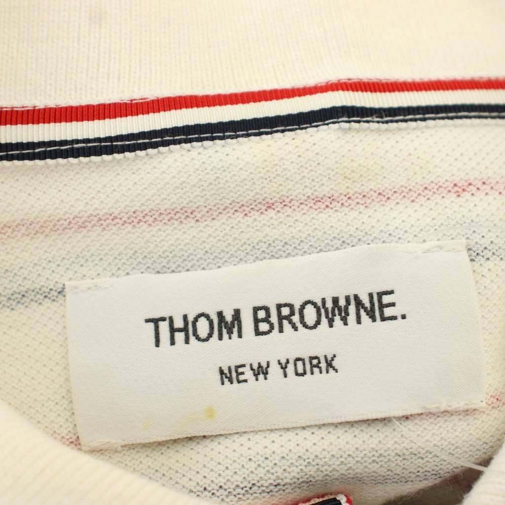 トムブラウン THOM BROWNE ポロシャツ 半袖 ボーダー 2 白 ホワイト