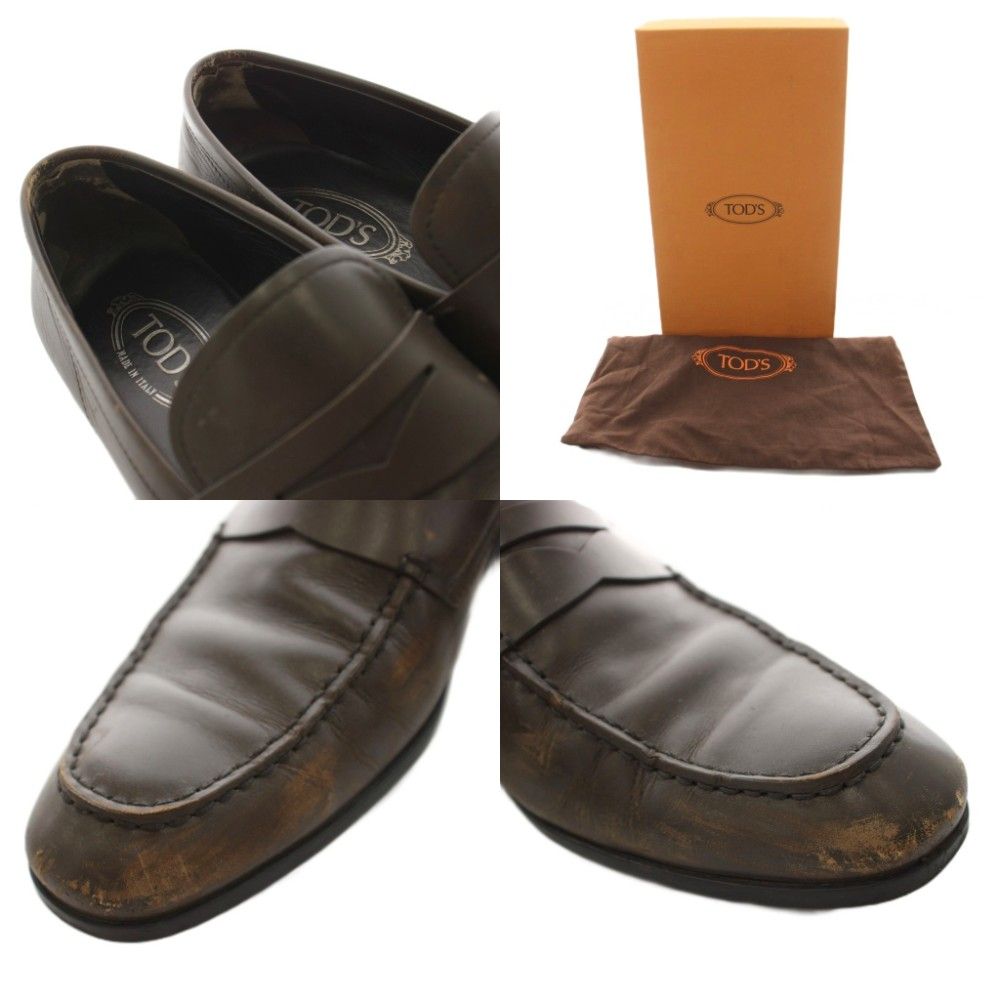 トッズ TOD'S ドライビングシューズ ローファー レザー 7 茶 ブラウン