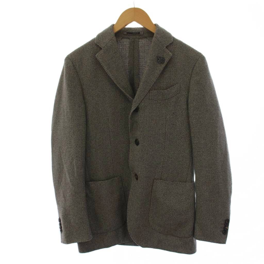 <美品>LARDINI グレー ウール ジャケット ブートニエール サイズ46 ラルディーニ LARDINI ブートニエール テーラードジャケット ウール 46