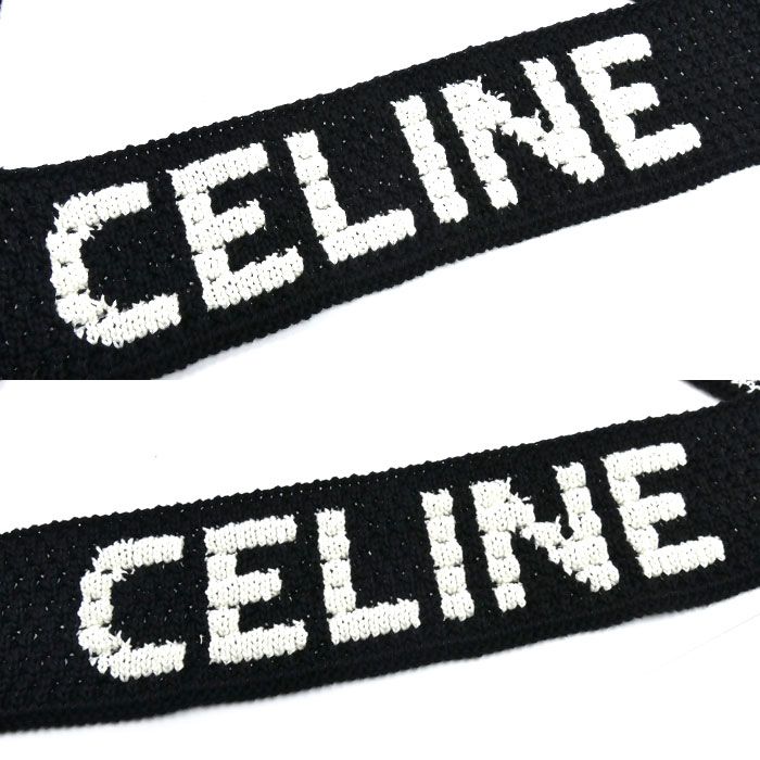 CELINE セリーヌ ロゴ クロシェ コットン ショルダーバッグ ブラック