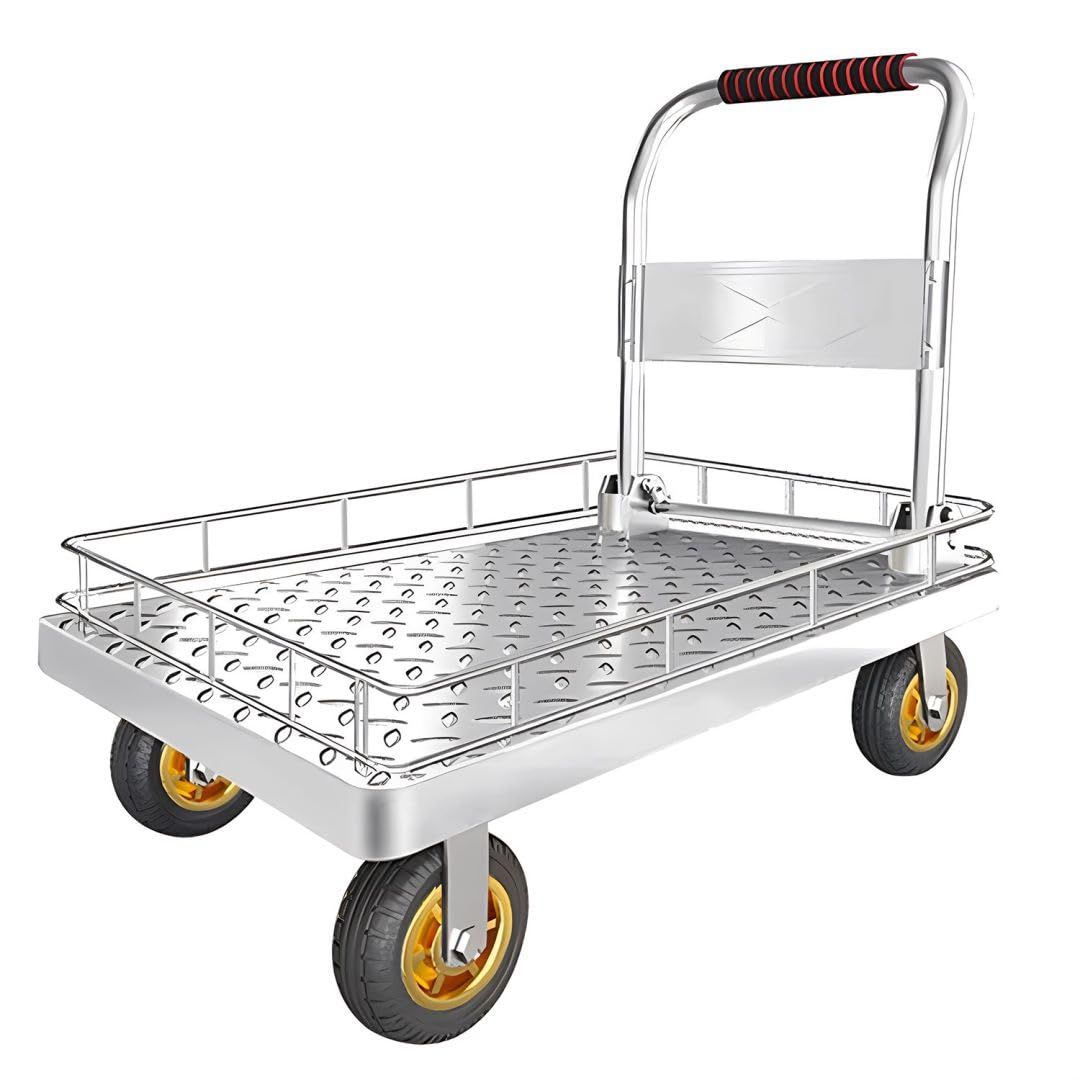 新商品 90cm×60cm 台車 カゴ台車 折りたたみ スッキリ収納 静音 防滑機能付き キャスター付き 持ち運び便利 炭素鋼 運搬用 業務用 家庭用 引越し 買い物 倉庫 工場 店舗 会社 物流 ゴミ出し 衝突防止 高耐荷重