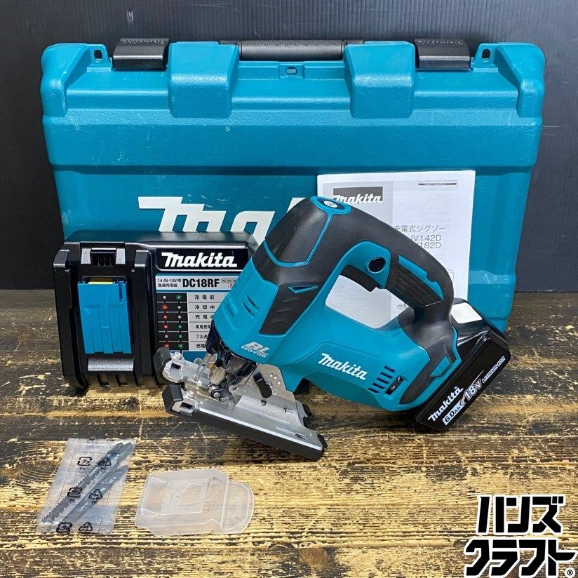 ●【未使用／保管品】 makita 18V 充電式ジグソー JV182DRG 純正バッテリ(BL1860B) 充電器(DC18RF) セット マキタ 【未使用／中古】