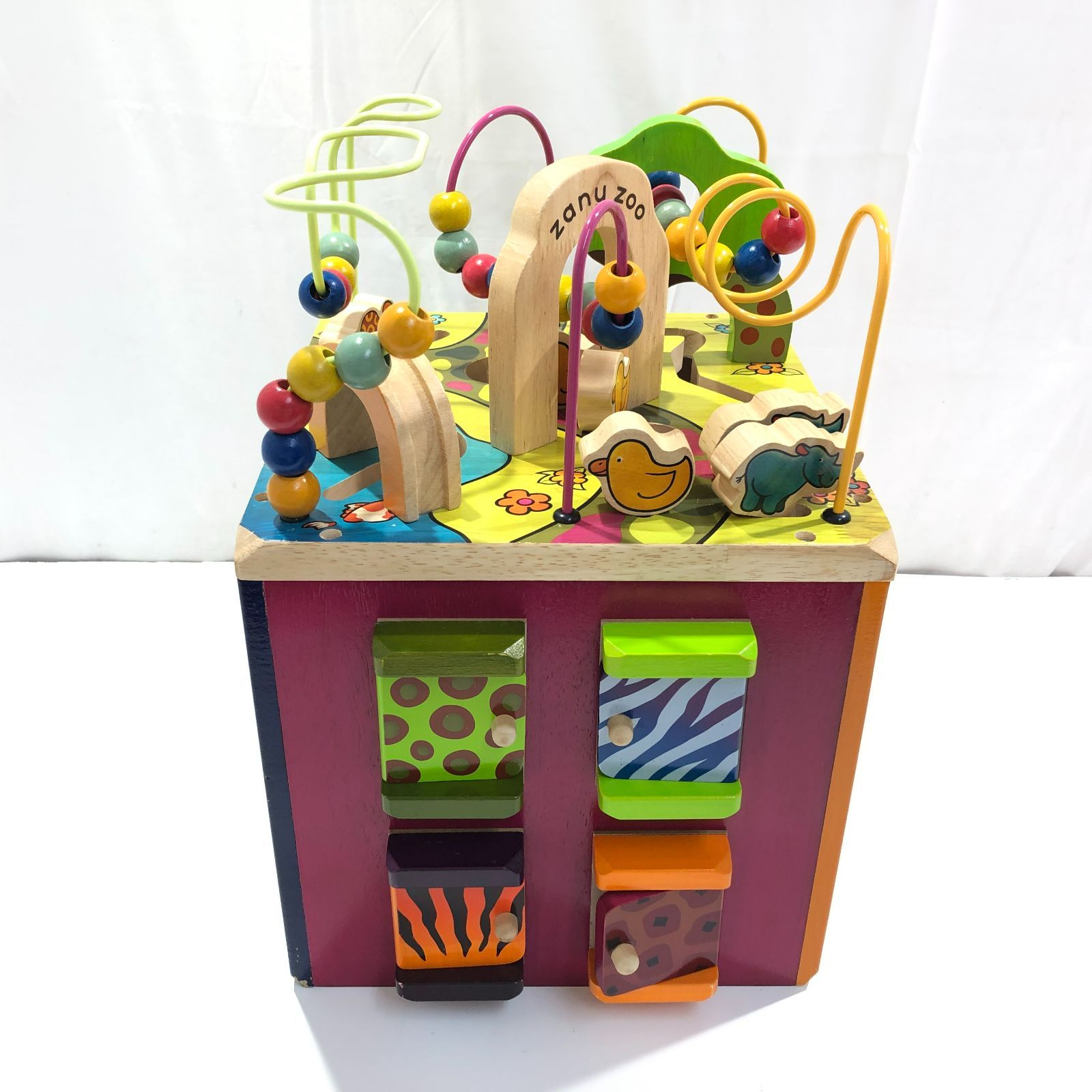 七重浜30-1-080717]B. toys Zany Zoo 木製アクティビティキューブ 知育