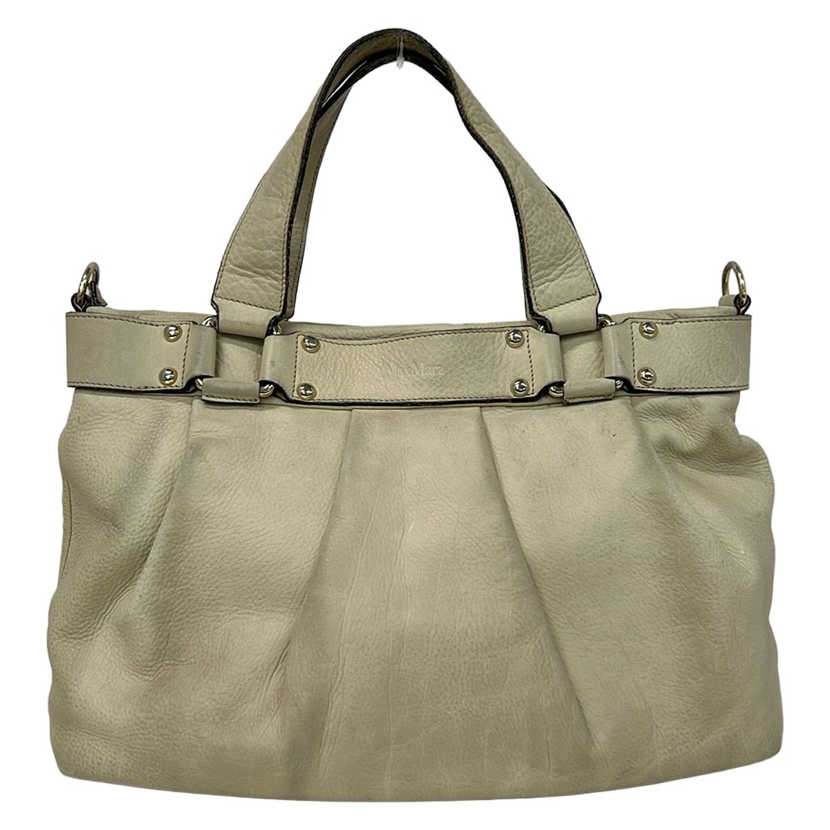 Max Mara(マックスマーラ) ハンドバッグ - ベージュ レザー - メルカリ