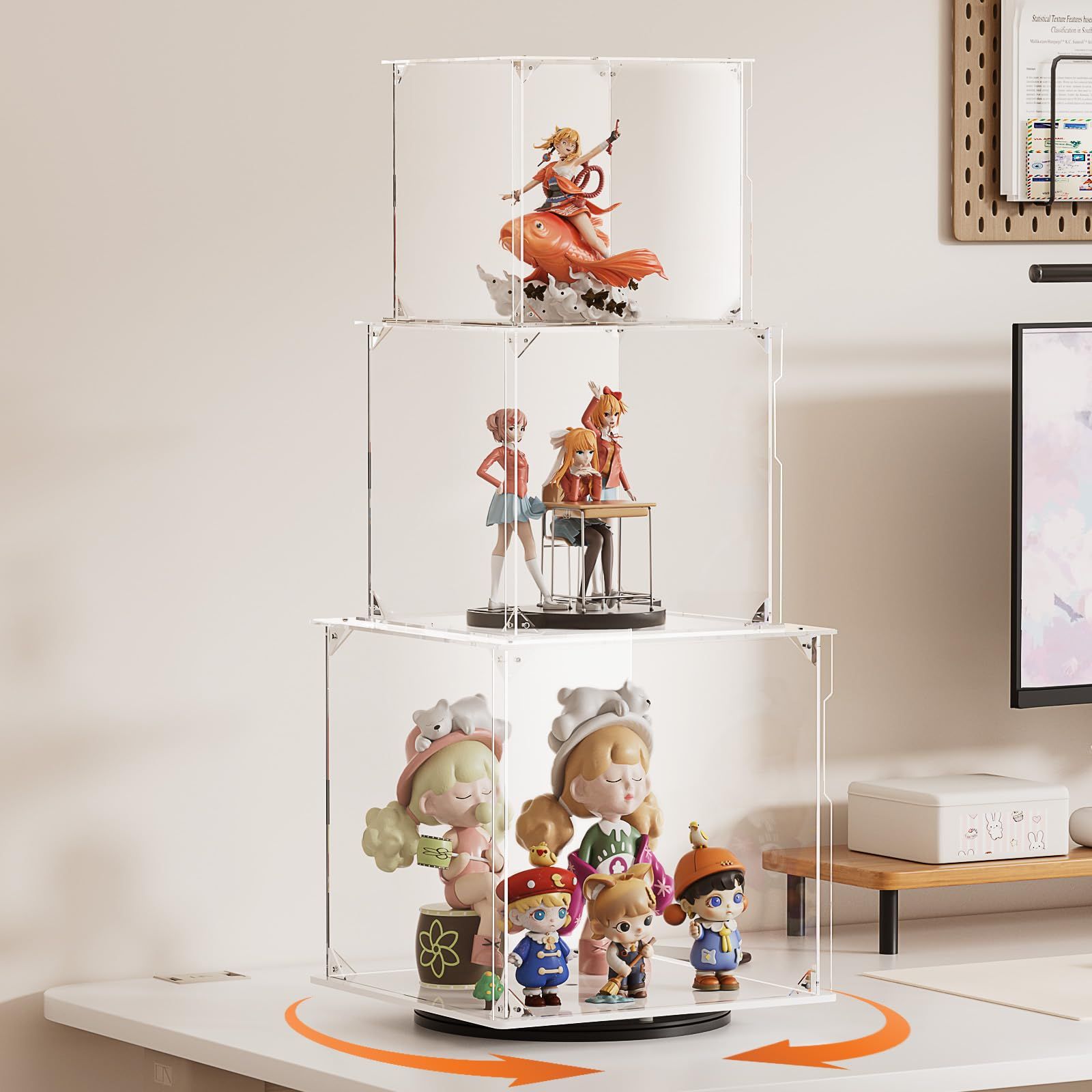 VINAEMO 回転フィギュアケース アクリルケース UVカット コレクション