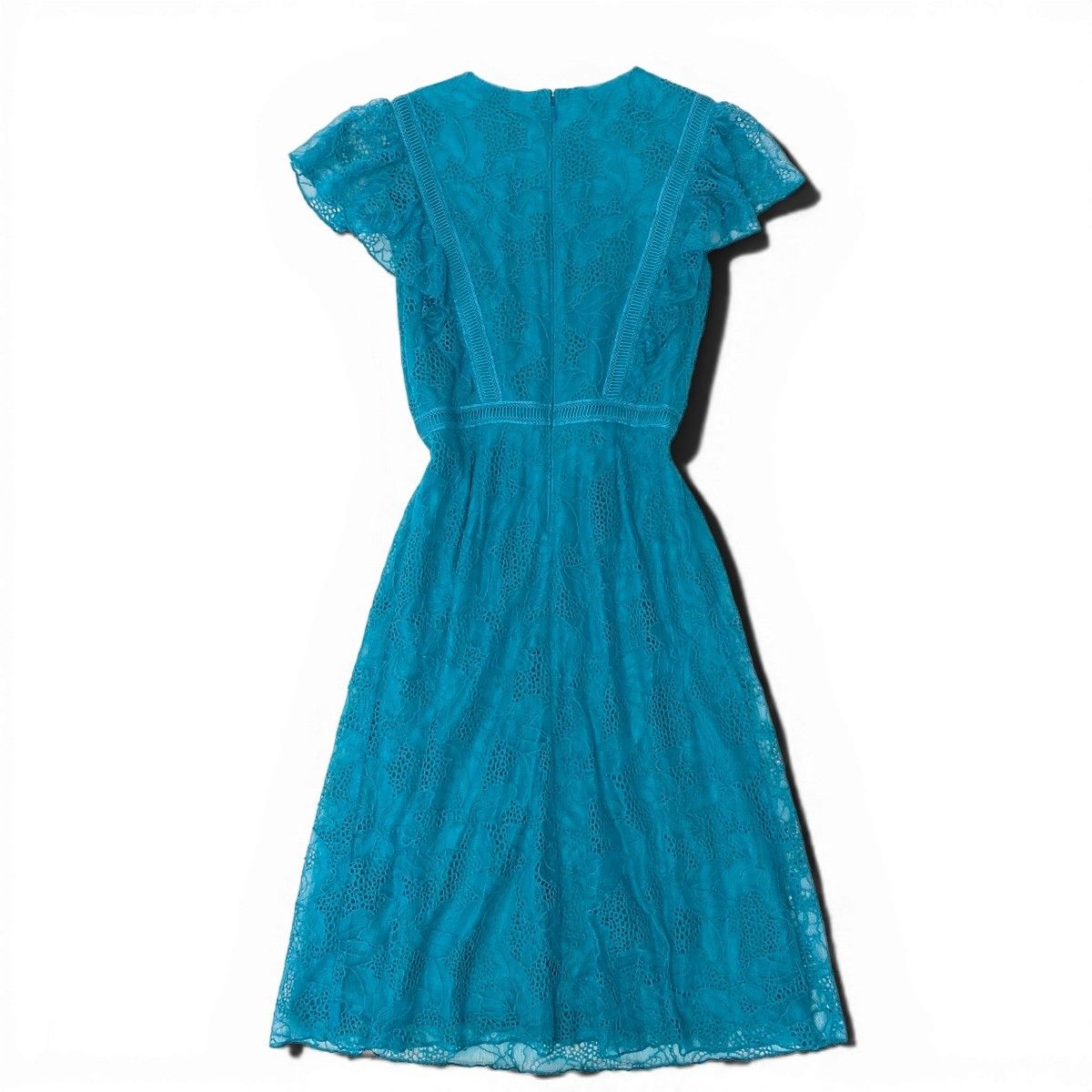TADASHI SHOJI 総レース ノースリーブワンピース グリーン サイズ2 49g18 【美品】TADASHI SHOJI タダシショージ 総レースワンピース