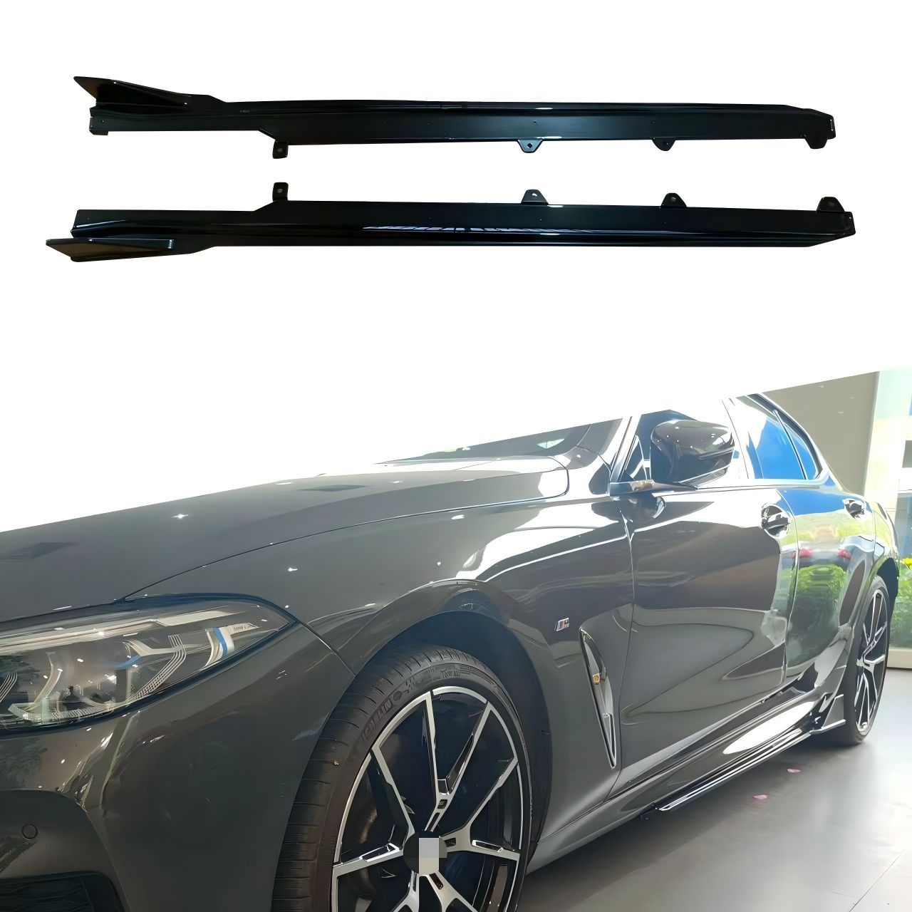 BMW 8シリーズ G16 4ドア 2021-2026年対応 サイドスカート 左右セット ABS製 ピアノブラック 車体側面 外装アクセントパーツ