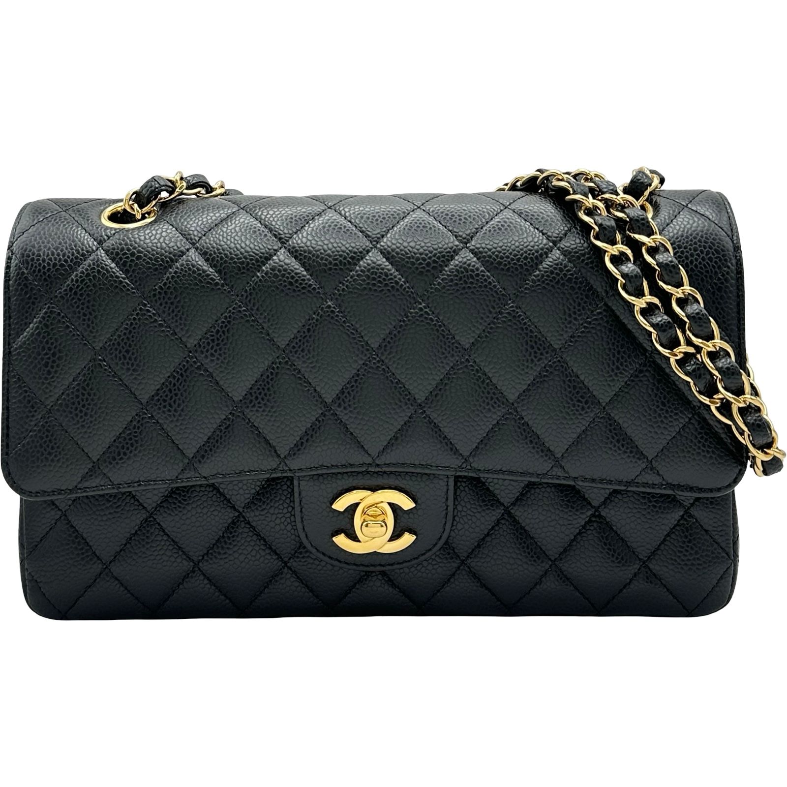 シャネル CHANEL マトラッセ25 A01112 ブラック ゴールド金具 キャビアスキン レディース ショルダーバッグ