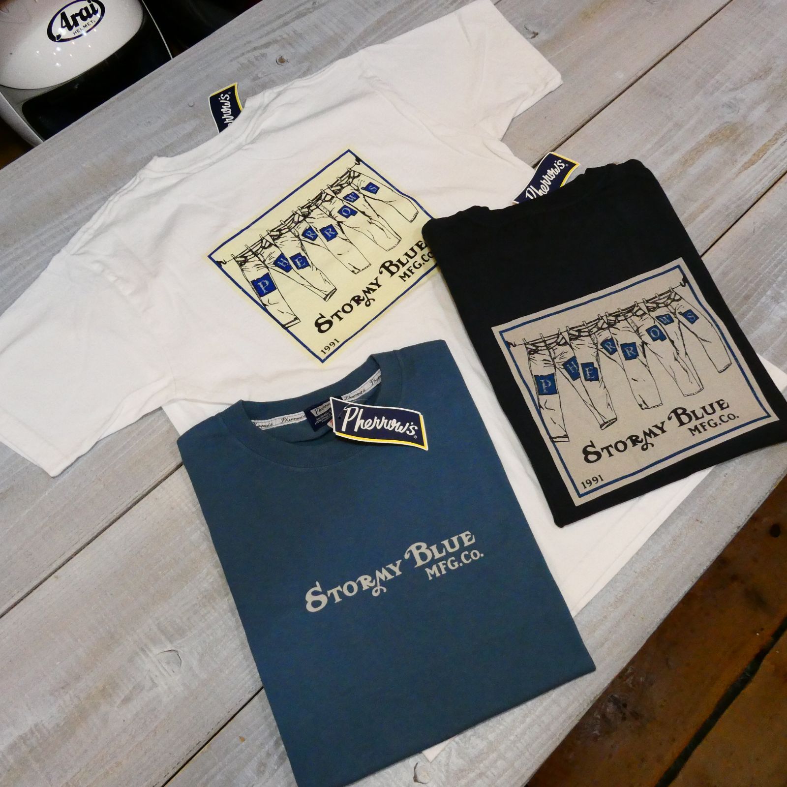 【フェローズ】STORMY BLUE MFG.CO.ジーンズ プリントTシャツ Pherrow's 26S-PT26