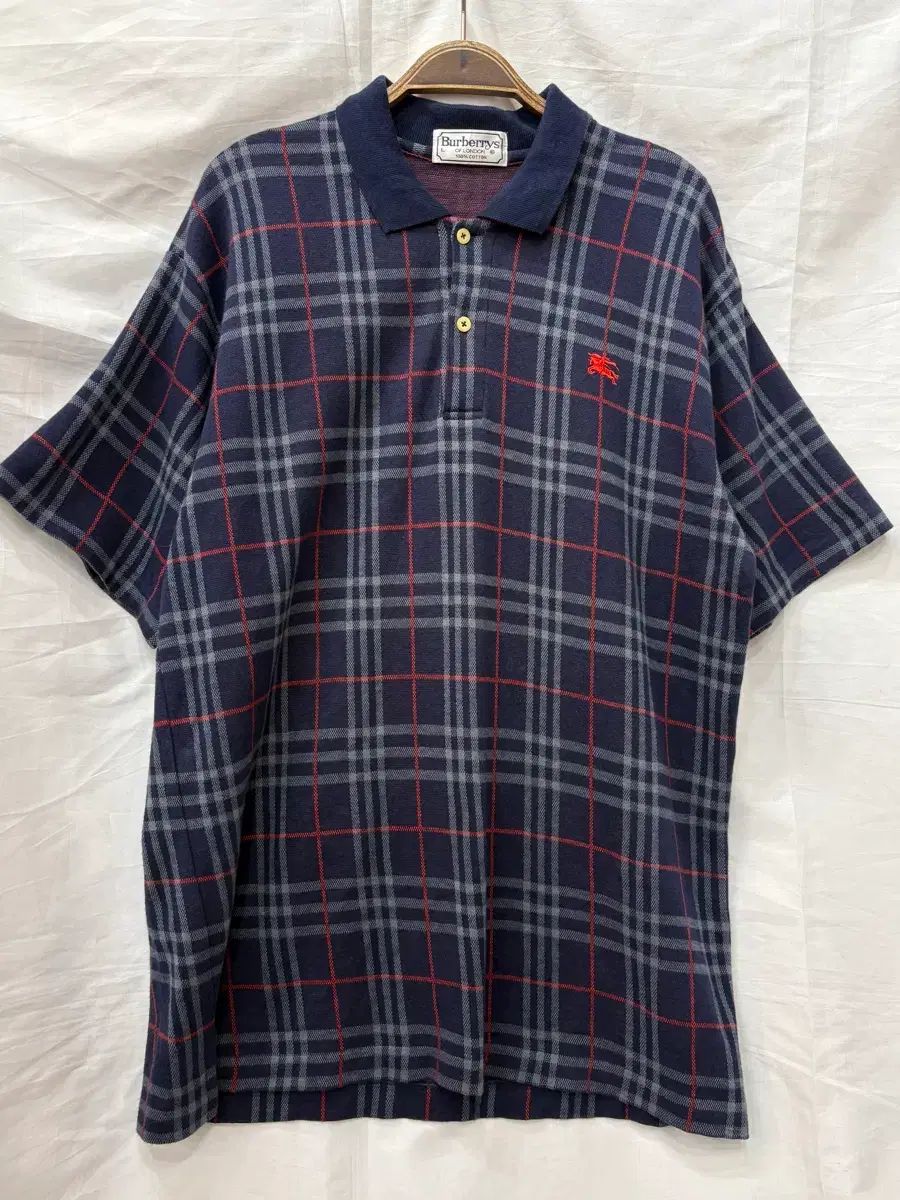 正規品) バーバリー チェック ネイビー カラーTシャツ L/100サイズ
