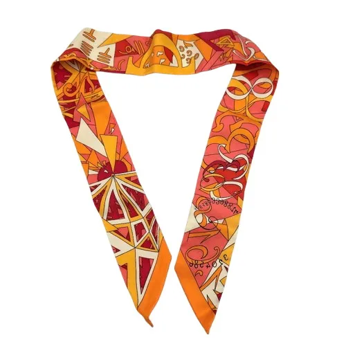 HERMES エルメス ツイリー オレンジカラー 糸取れ スカーフ (やや傷や