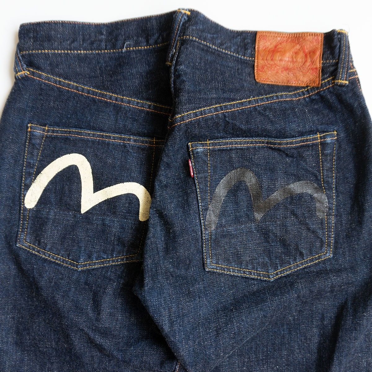 ストレートデニム【美品/濃紺】EVISU 【カモメ ペイント デニムパンツ 