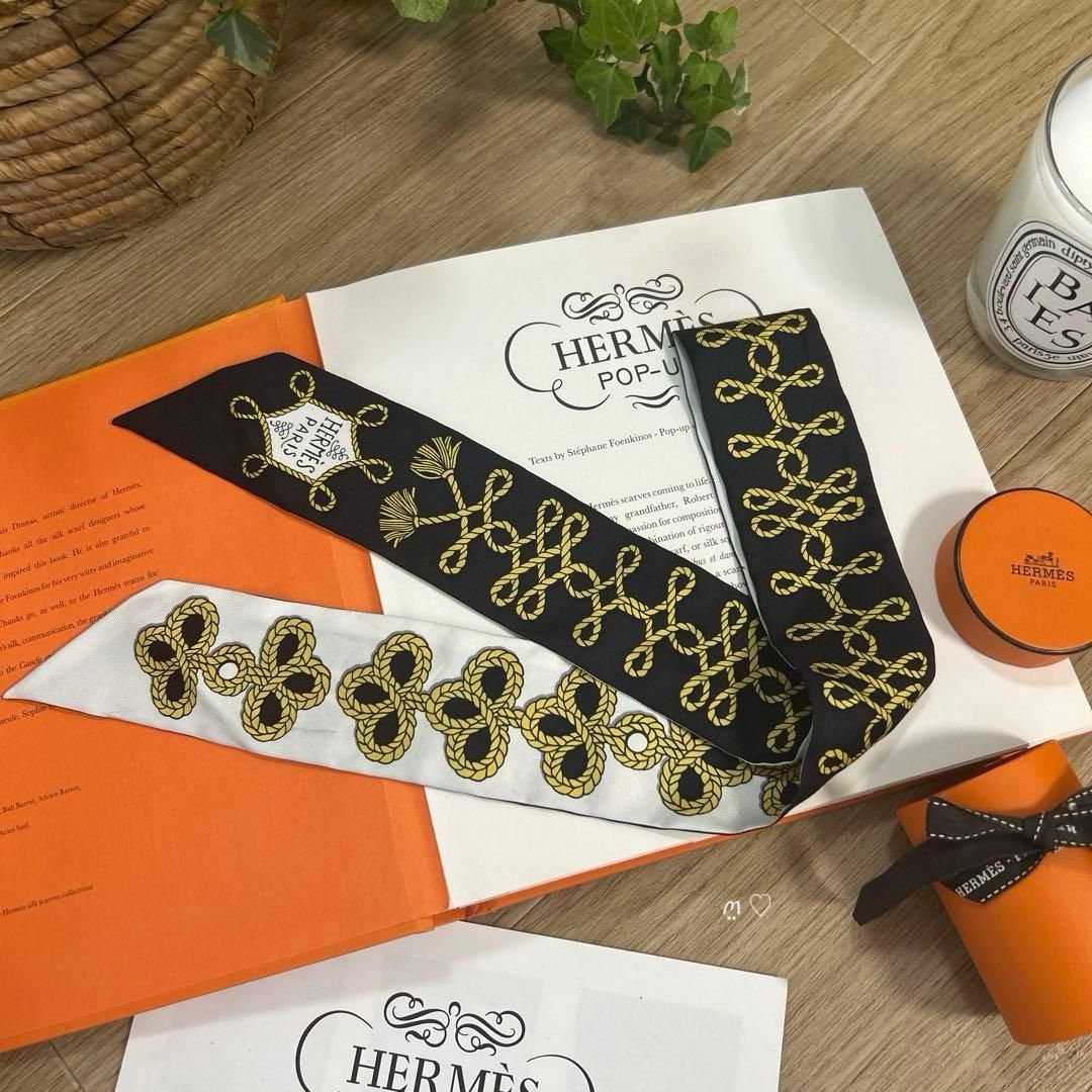 HERMES エルメス ツイリー 飾緒とブランデンブルク飾り シルクスカーフ
