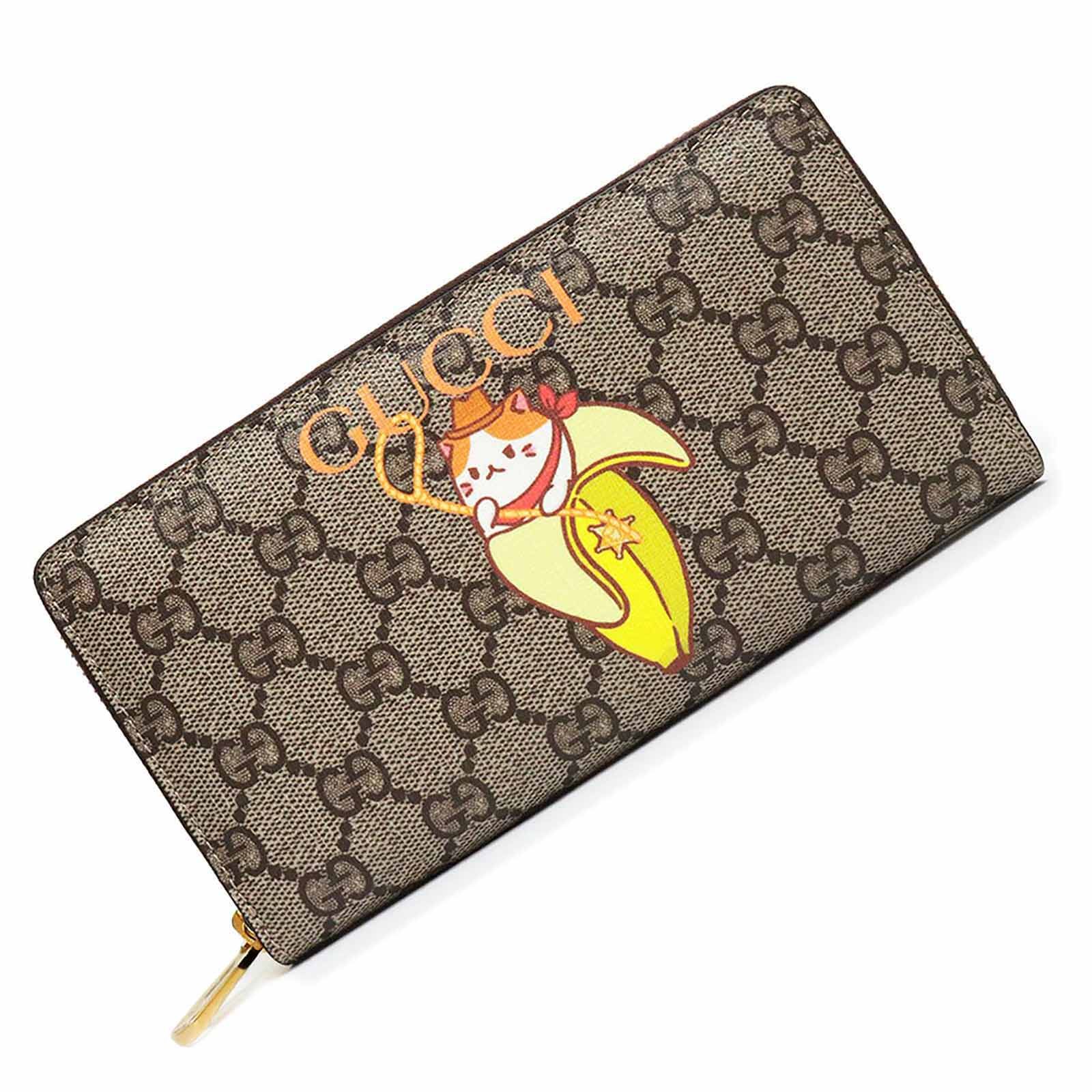 グッチ 701060 ばなにゃコラボ プリント ジップアラウンド ウォレット