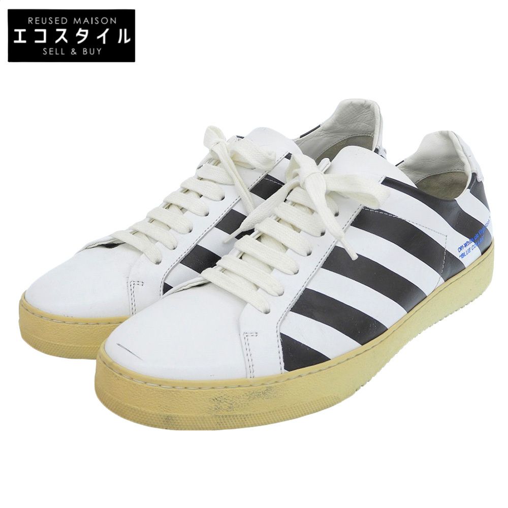 OFF-WHITE　オフホワイト　DIAGONALS レザー スニーカー シューズ メンズ ホワイト×ブラック 41 16SS　41