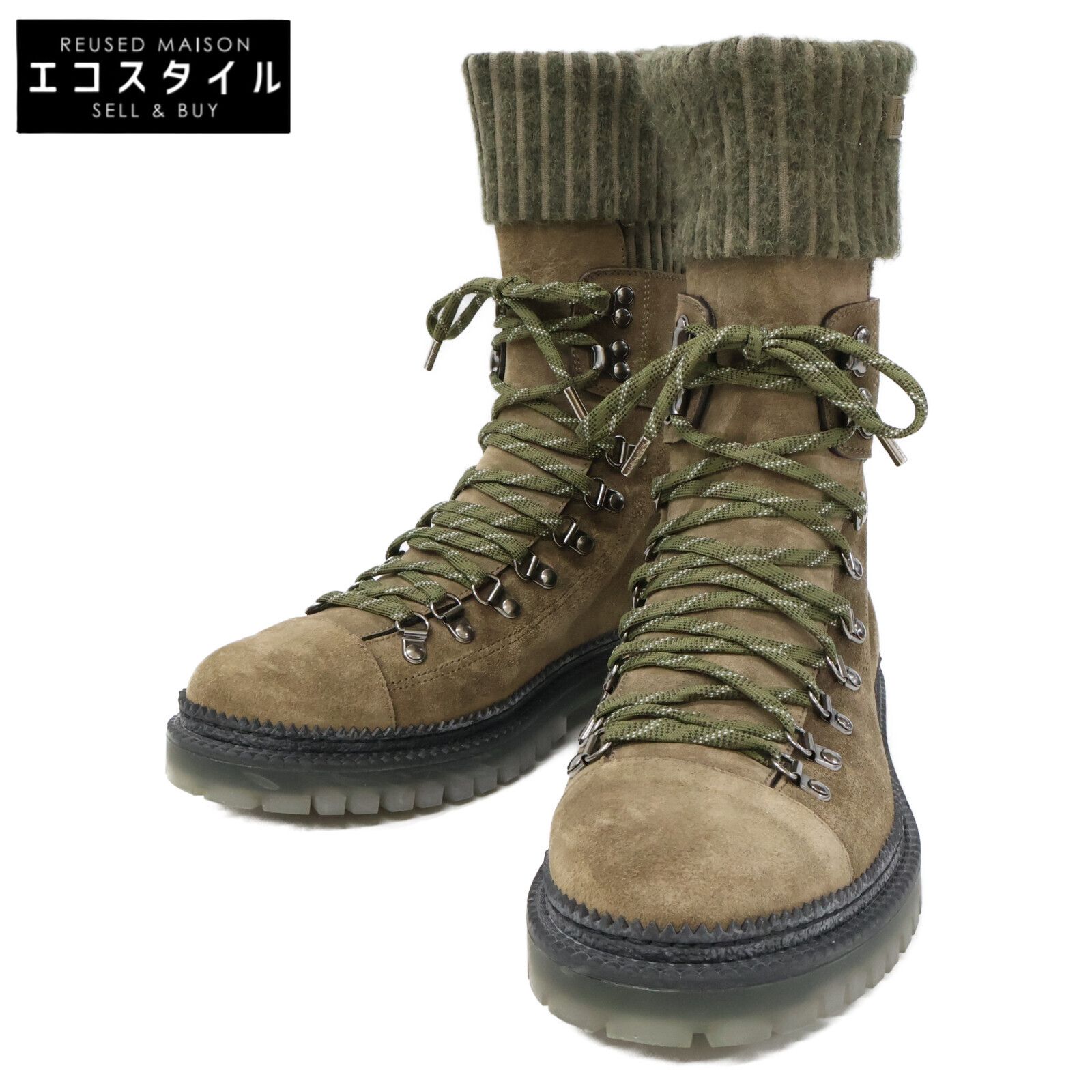 JIMMY CHOO　ジミーチュウ　カーキ Devin ニットソックス ブーツ　42