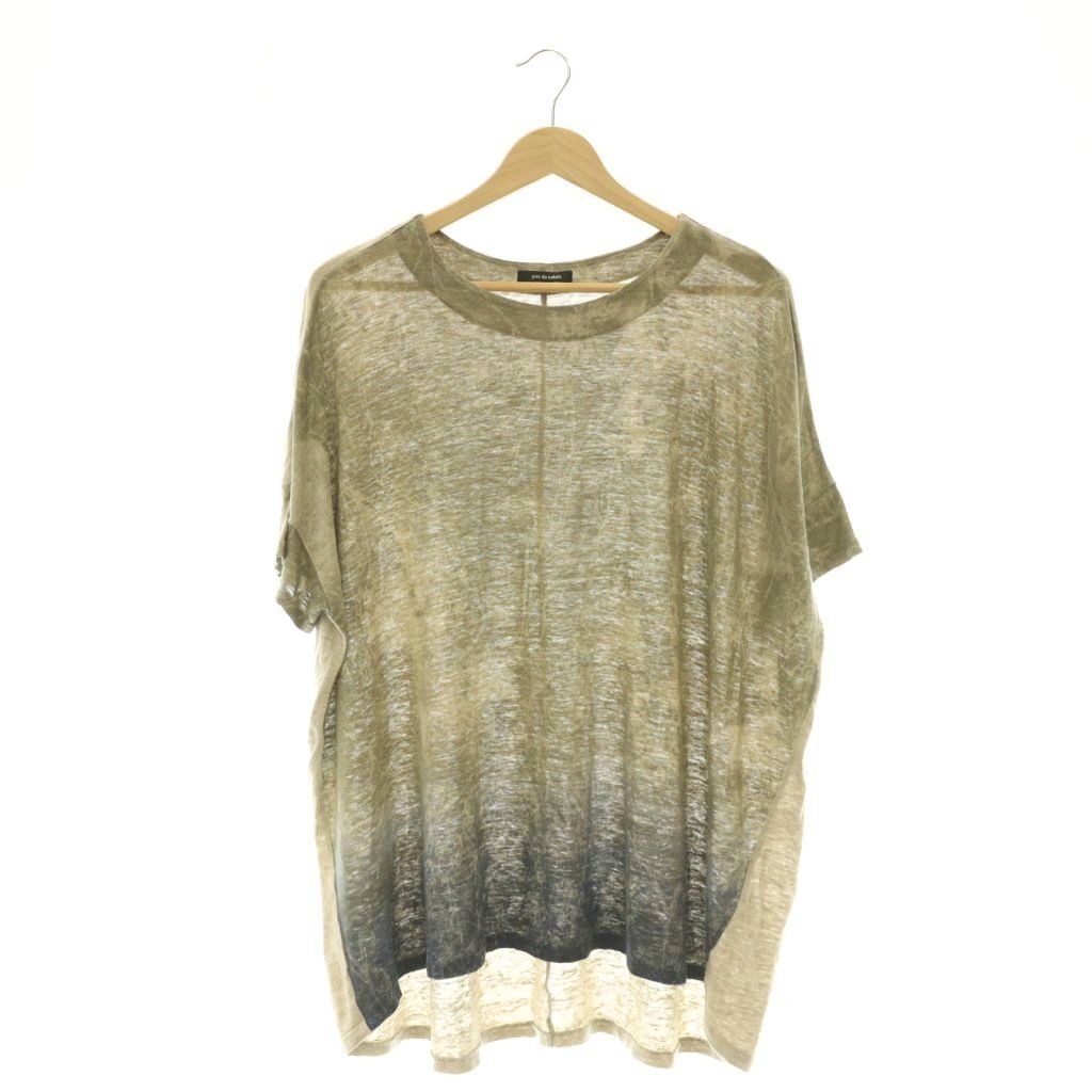 パドカレ pas de calais 花柄 リネン 半袖 チュニック プルオーバー 36 