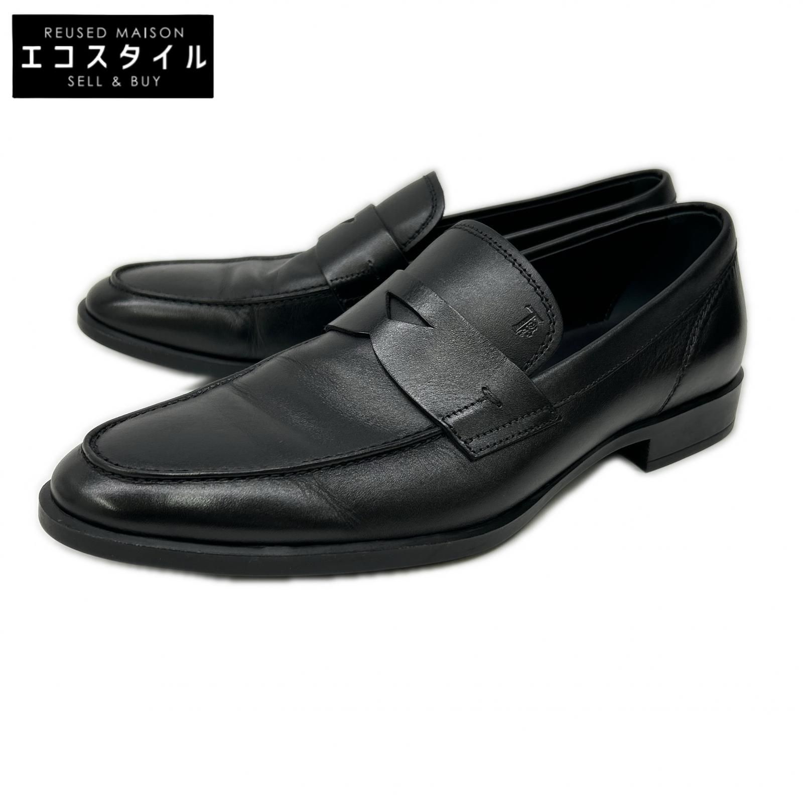 TOD'S　トッズ　【美品】エンボスロゴ レザー コインローファー　7