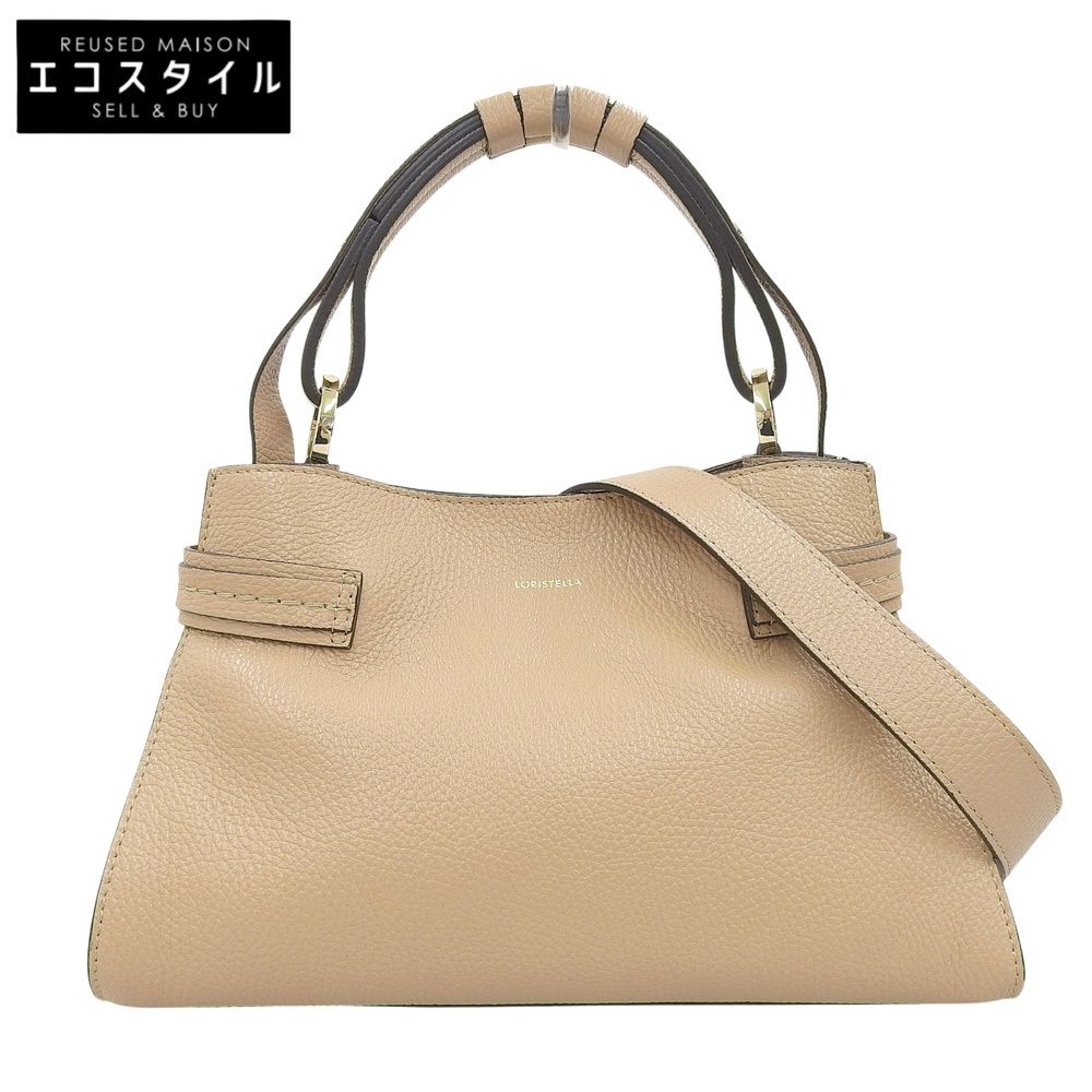 LORISTELLA ロリステッラ ゴールドロゴ 2WAYバッグ レザー ハンドバッグ ショルダーバッグ レディース ベージュ