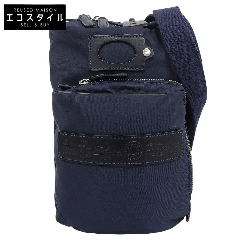 Felisi　フェリージ　美品 別注 ナイロン ショルダーバッグ メンズ ネイビー 18-42