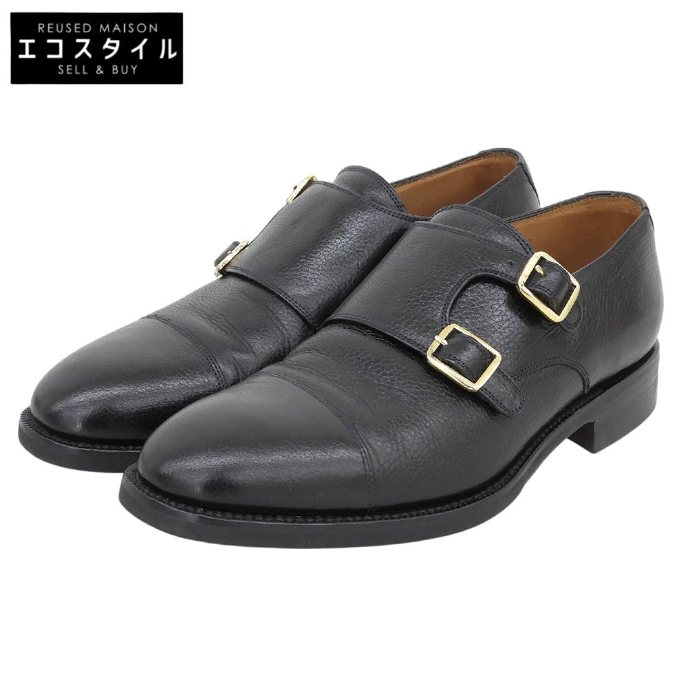 YANKO　ヤンコ　美品 ダブルモンクシューズ シューズ メンズ シボレザー ブラック 7 1/2 E 104029　7 1/2 E