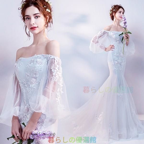 大人気！フィッシュテールパターン ブライダルドレス ウェディングドレス ベアトップドレス 二次会 テーリング結婚式 お呼ばれ カジュアル 白 レース 豪華 ベアトップpdlf521