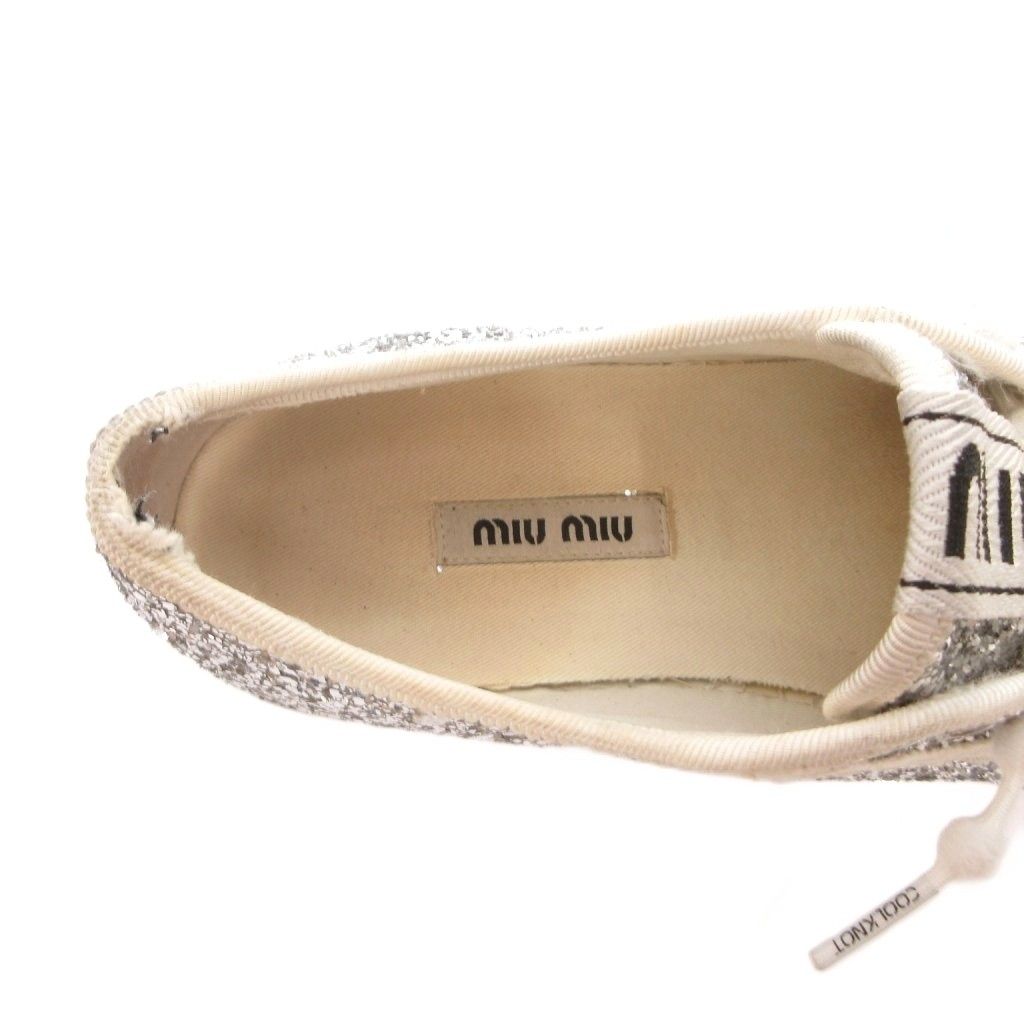 ミュウミュウ miumiu グリッター スニーカー シューズ ローカット 厚底