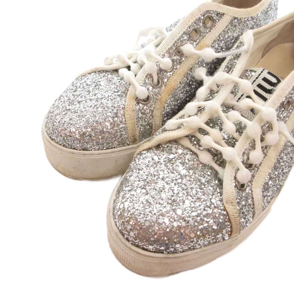 ミュウミュウ miumiu グリッター スニーカー シューズ ローカット 厚底
