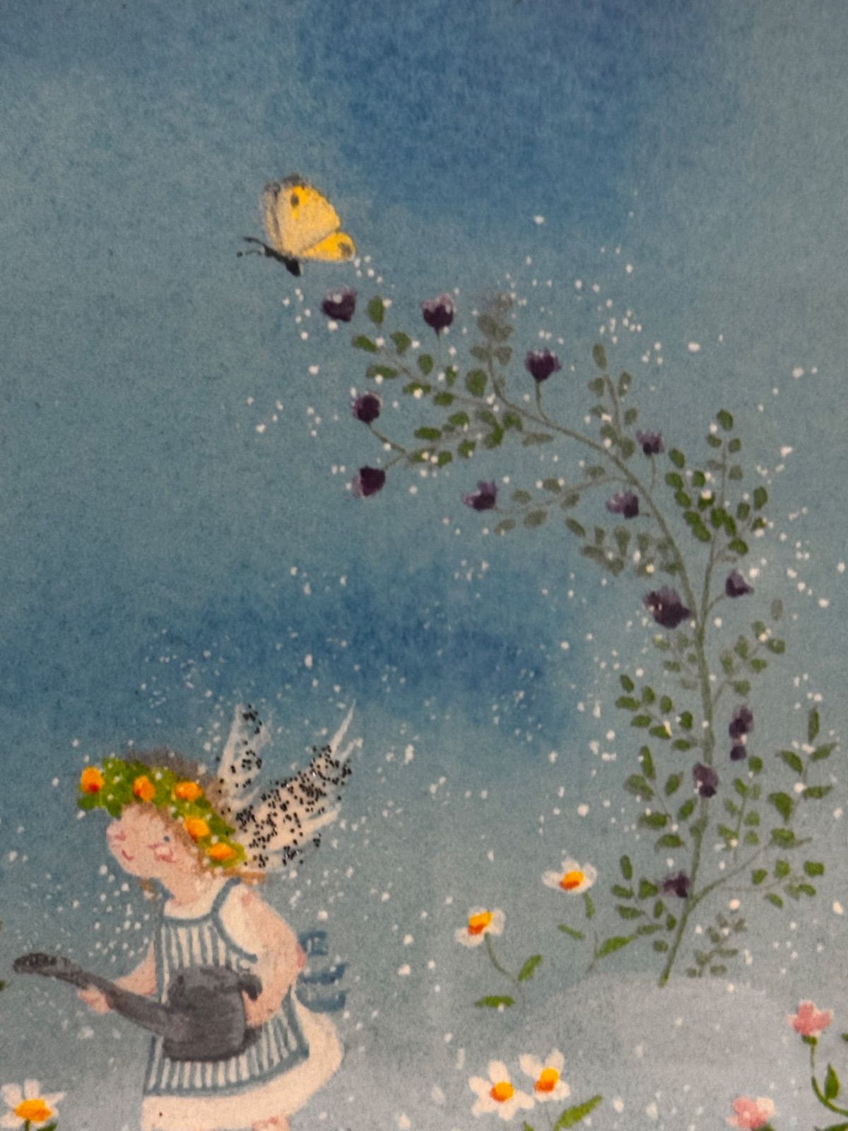 横山真弥「天使のお花畑・天使グリーン」アーカイバルプリント 額装