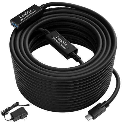 N◆USB C - USB A延長データケーブル 50フィート、長いUSB Type C-オス - USB 3.0 A-メス OTGエクステンダーアダプター、2チップセット、AC電源アダプター付き(5V 2A)、(データケーブル、充電不可/ビ cd5c3509