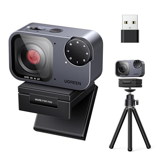 N◆UGREEN FineCam Pro 4K Webcam 4K/30fps 1/2型センサー搭載 AIノイズキャンセリングマイク PDAFオートフォーカス 自動フレーミング 会議・配信・コンテンツ制作用 内蔵プライバシーカバー&三脚付き