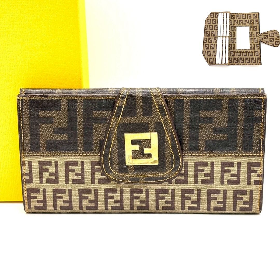 装いに品格を添える】 FENDI 長財布 フェンディ ズッカ柄 ズッキーノ