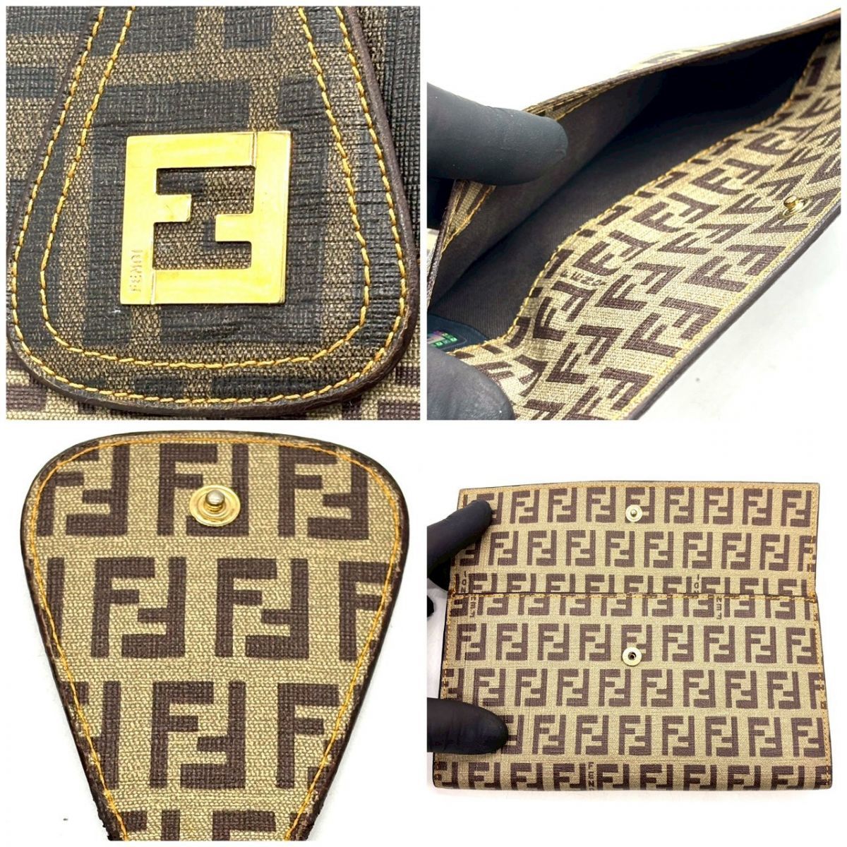 装いに品格を添える】 FENDI 長財布 フェンディ ズッカ柄 ズッキーノ