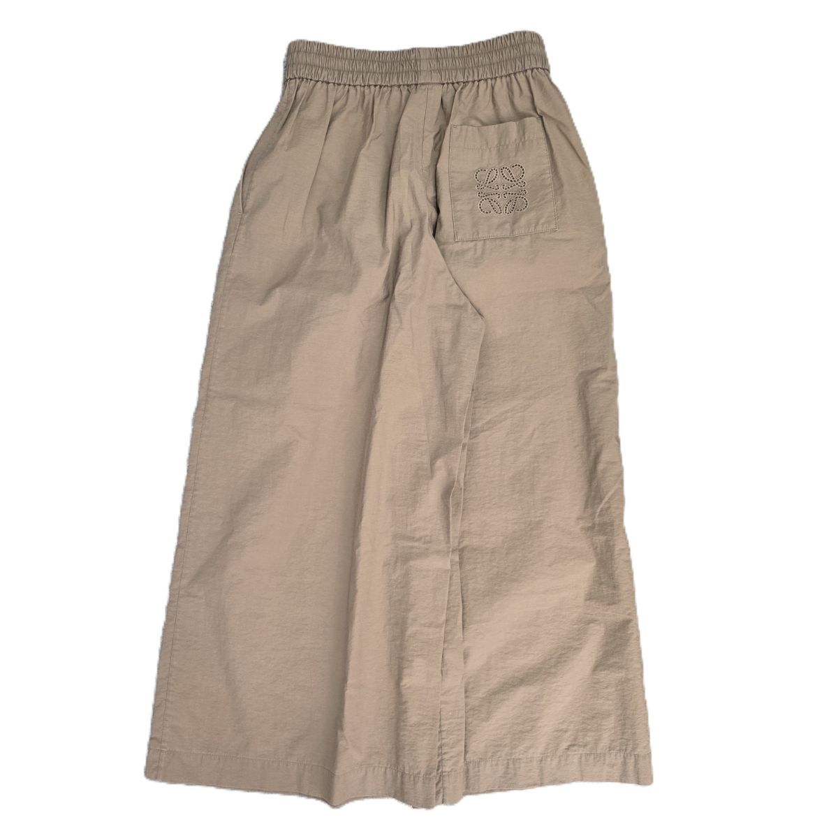 LOEWE ロエベ アナグラム ロゴ クロップド ウエストゴム パウラズイビザ Paulas Ibiza パンツ S616Y04X58 レディース S コットン ポリアミド ブラウン 中古