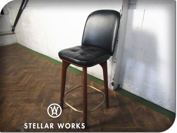 ■新品/未使用品/STELLAR WORKS/Utility Bar Chair SH610/ウォールナット材/スチール/本革/Neri＆Hu/ハイチェア/25.3万円/ft8450m