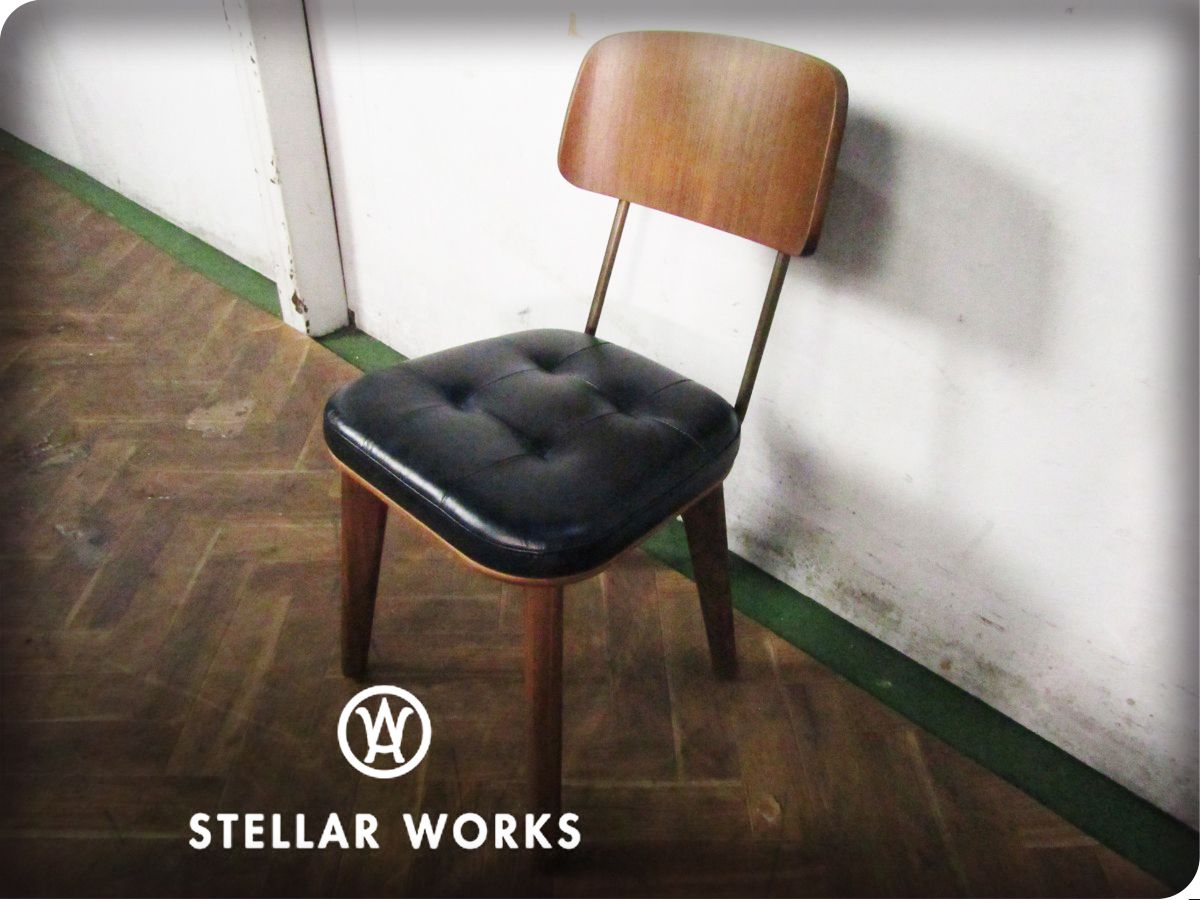 ■新品/未使用品/STELLAR WORKS/Utility Chair V/Neri＆Hu/ウォールナット材/スチール/牛革/アームレスチェア/19.6万円/ft8382m