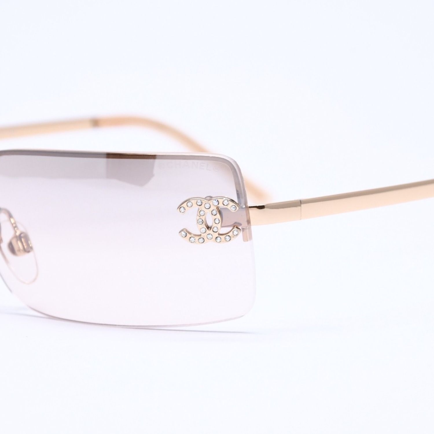 極美品 CHANEL シャネル ハーフリム サングラス アイウェア 4104-B c