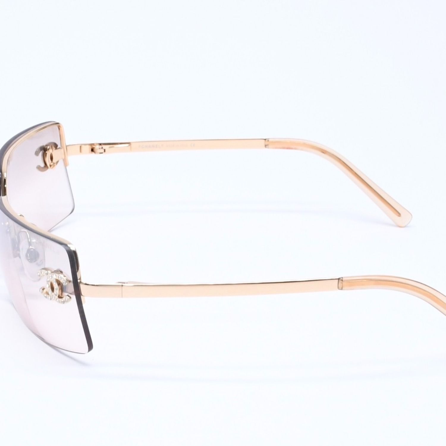 極美品 CHANEL シャネル ハーフリム サングラス アイウェア 4104-B c