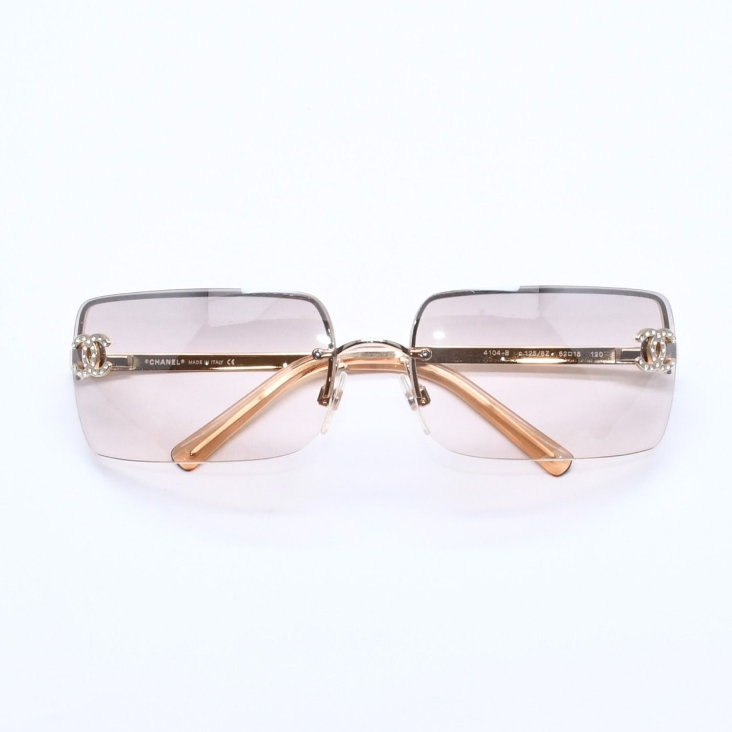 極美品 CHANEL シャネル ハーフリム サングラス アイウェア 4104-B c