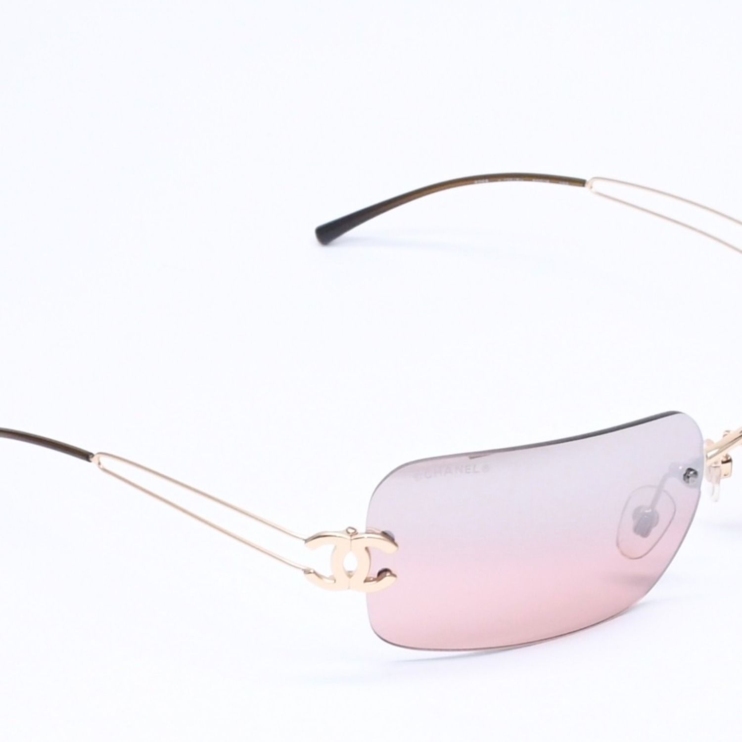 極美品 CHANEL シャネル リムレス サングラス アイウェア 4068 c.125