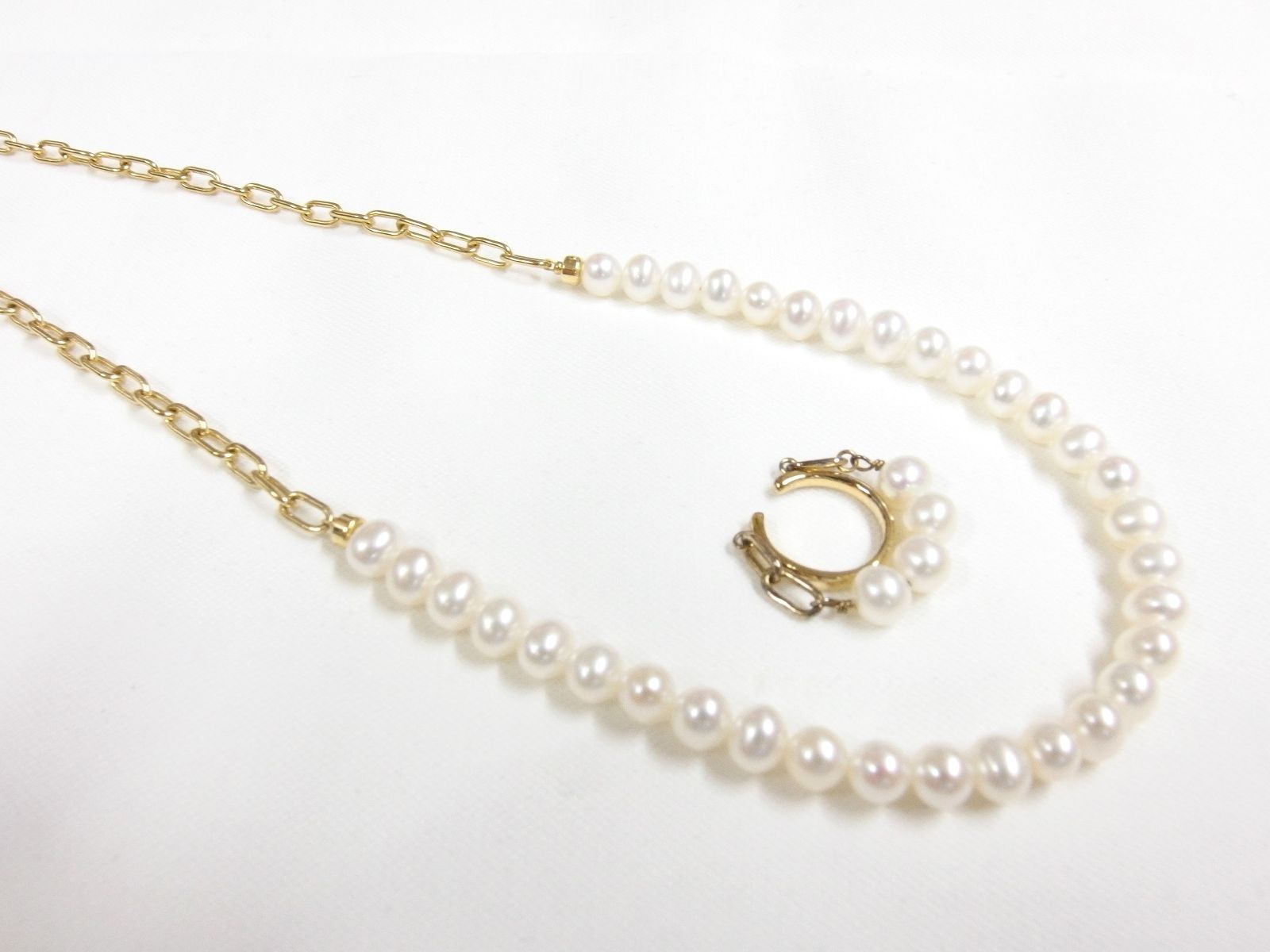 STAR JEWELRY パールネックレスとイヤーカフのセット STAR JEWELRY スタージュエリー SV925 淡水パール ネックレス