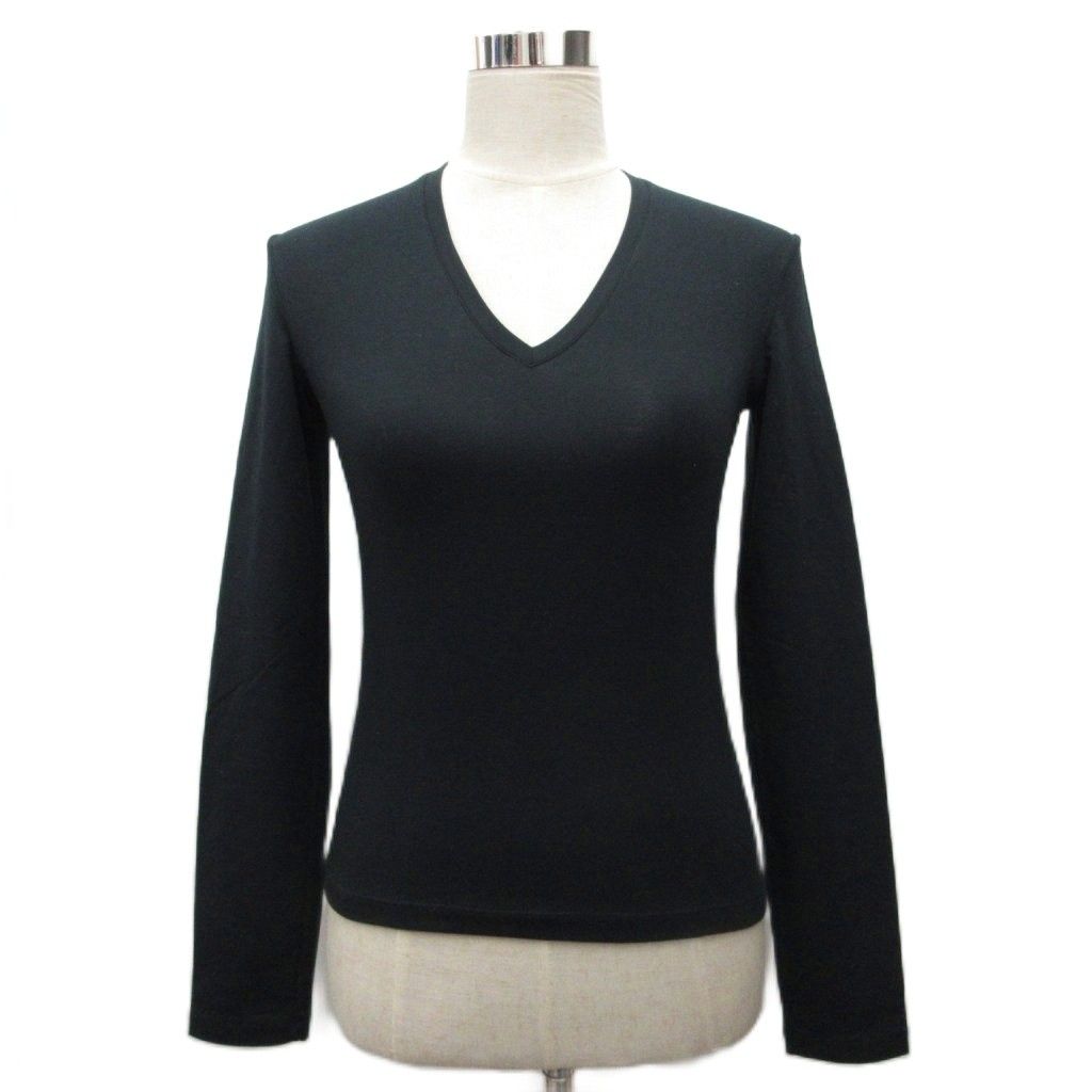 プラダ PRADA カットソー 長袖 Tシャツ Vネック コットン M 黒