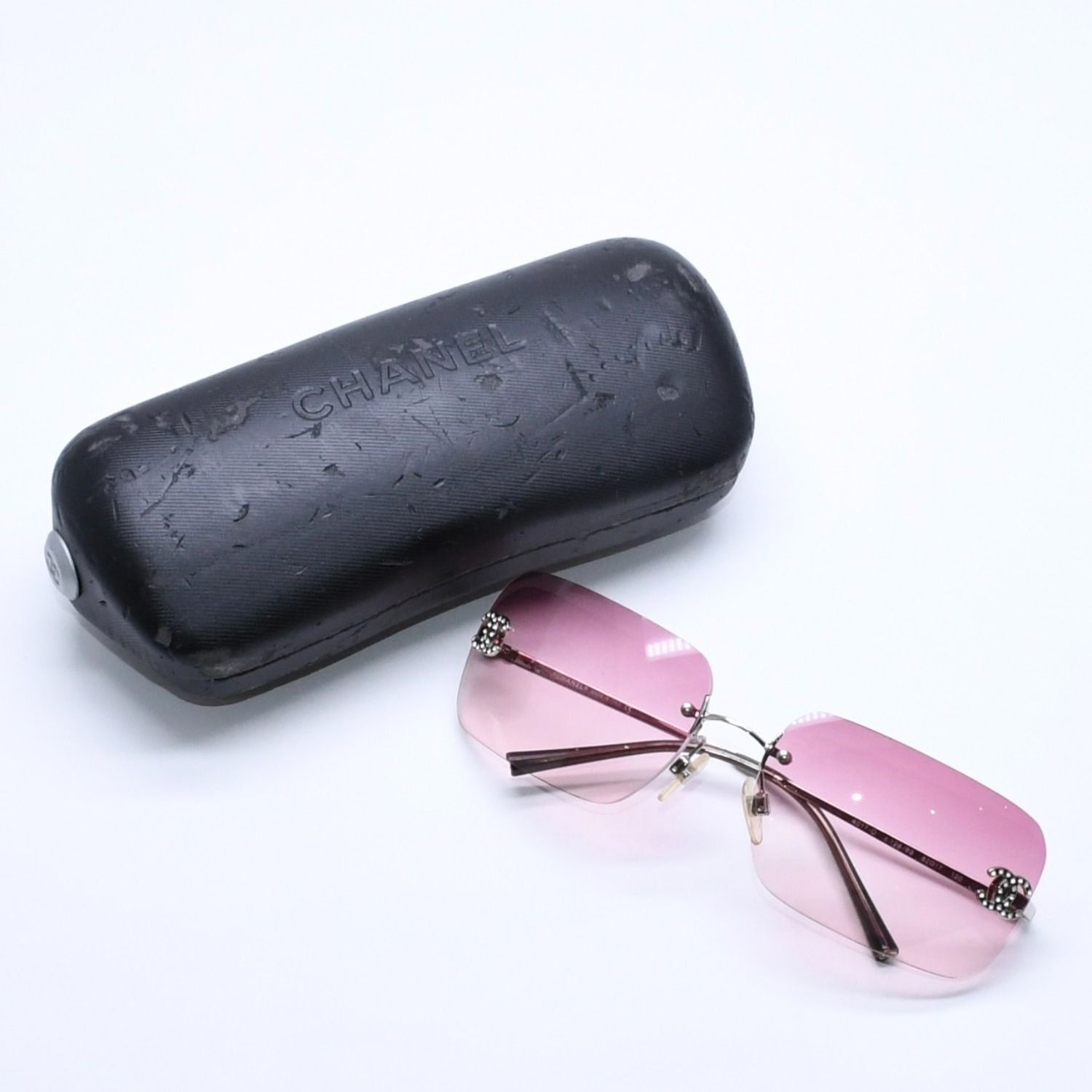 極美品 CHANEL シャネル リムレス サングラス アイウェア 4017-D c.124