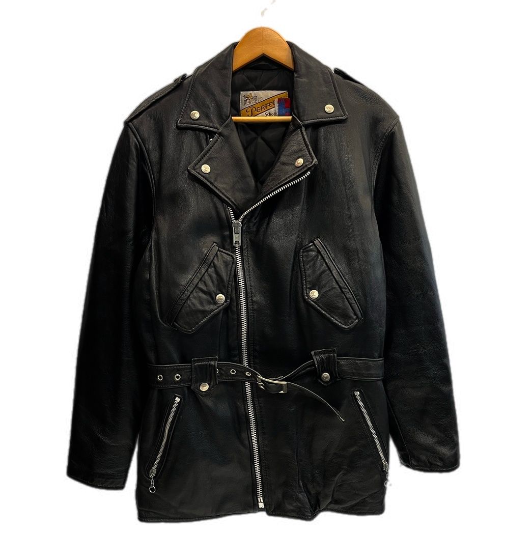 ショット SCHOTT USA製 ロングライダースジャケット ダブルライダース レザーコート 黒 1440 36 ジャケット ブラック 101MT-6582