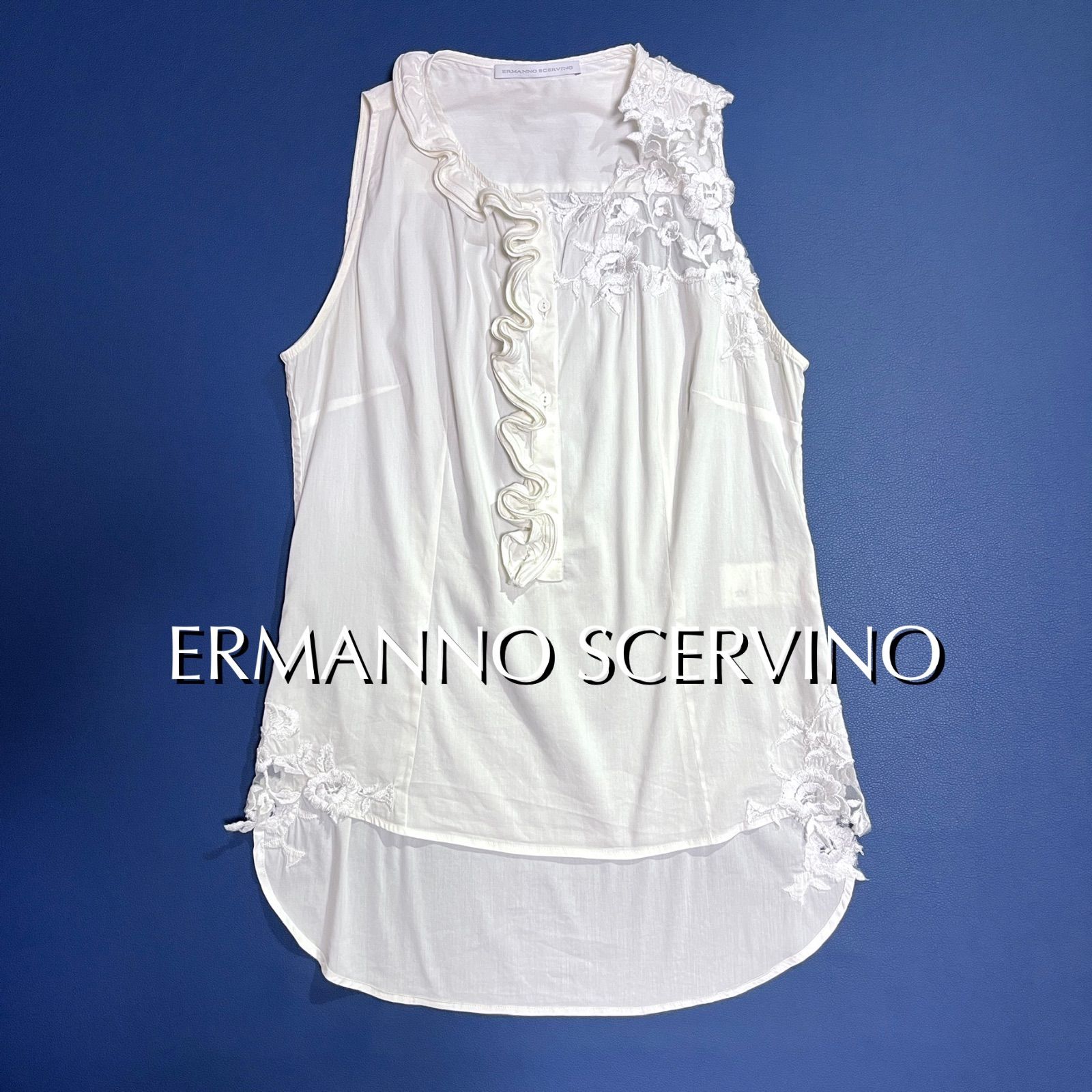 kS34 ERMANNO SCERVINO ブラウス アシンメトリー レース 刺繍