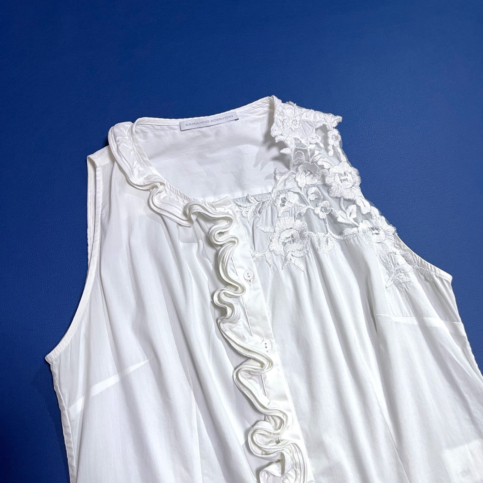 kS34 ERMANNO SCERVINO ブラウス アシンメトリー レース 刺繍