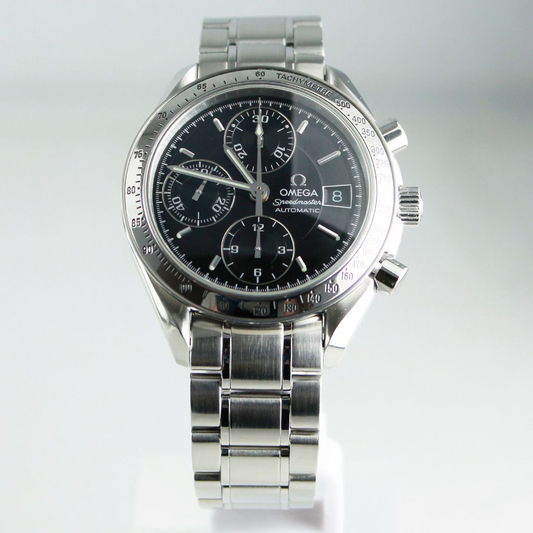 TEC-9 OMEGA オメガ SPEEDMASTER スピードマスター 175.0083 メンズ 自動巻き クロノグラフ ブラック文字盤 タキメーター デイト シルバー 腕時計 銀座サコム堂 【中古】